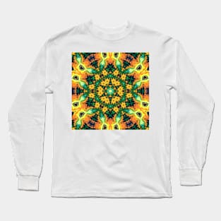 Psychedelic Kaleidoscope Yellow Orange and Green Long Sleeve T-Shirt